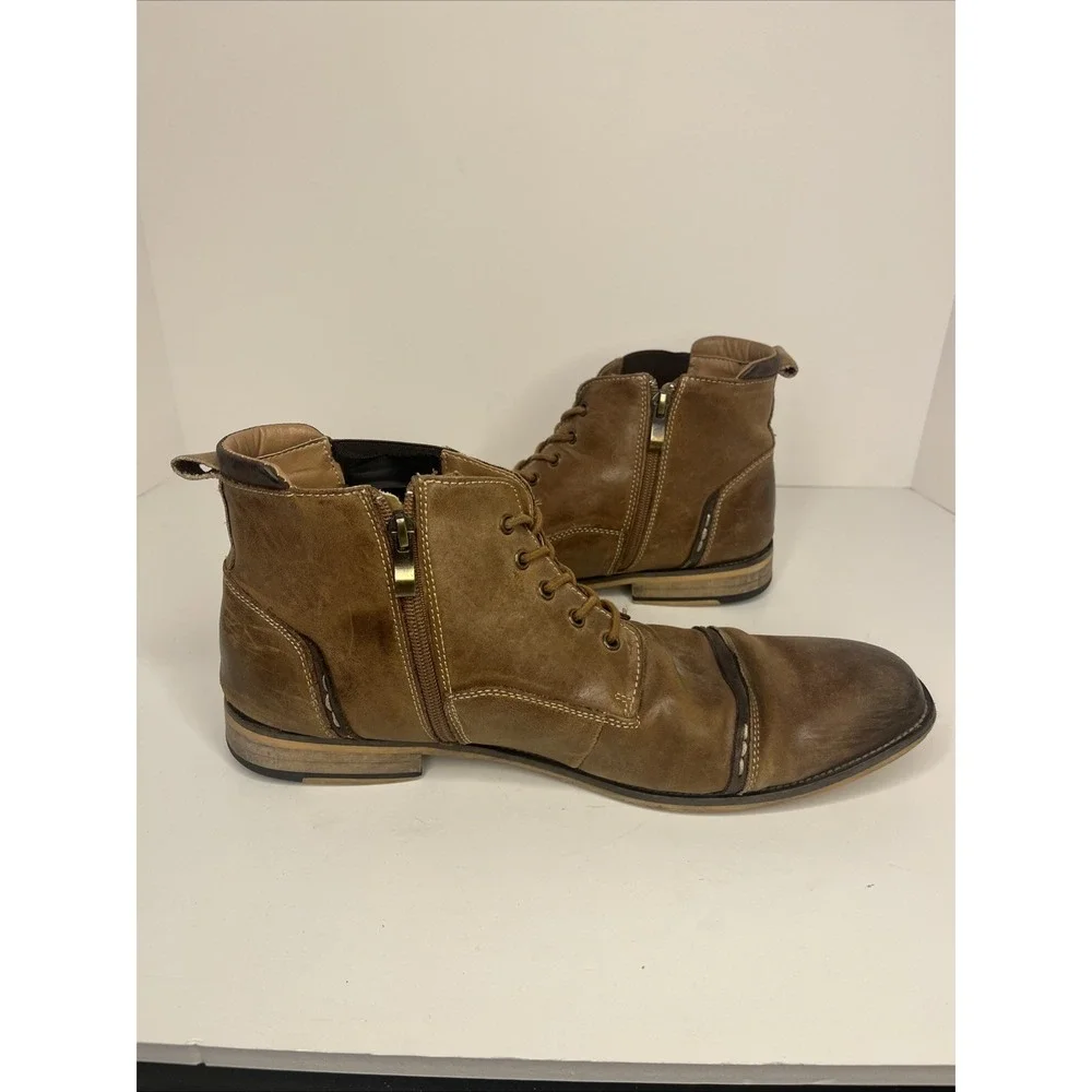 Steve Madden Men's P-Jack Brown Leather Ankle Boots Size‎ 12